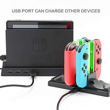 Load image into Gallery viewer, 2019 Hub Dock for Nintendo Switch Dock, Switch USB Hub for Nintendo Switch with 4 Output Ports for Wired Pro Controllers, Keyboard, Joy-Con Dock, Switch Gamecube Controller Adapter, Mobile Phone, etc
