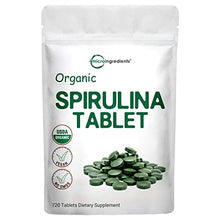 Load image into Gallery viewer, Organic Spirulina Supplement (Raw Spirulina Organic Filler Free), 3000MG Per Serving, 720 Tablets (4 Month Supply), Rich in Vegan Protein, Vitamins &amp; Prebiotics, Premium Spirulina Pills Organic
