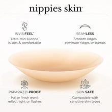 Load image into Gallery viewer, NIPPIES Nipple Cover - Matches Breast Skin Tone - Sticky Adhesive Silicone Nipple Pasties - Reusable Pasty Nipple Covers for Women with Travel Box Crème
