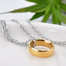 Load image into Gallery viewer, LUREME Engraved Gold Plated Stainless Steel Ring Pendant Chain Necklace for Men Women Girls Teens A1000001
