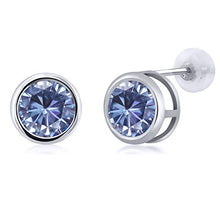 Load image into Gallery viewer, Gem Stone King 14K White Gold Stud Earrings Persian Blue Round Created Moissanite 2.00ct DEW
