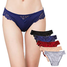 Load image into Gallery viewer, KUKOME Women's Lace Underwear Birefs Soft Hipster Panties Comfort Bikini Underwear for Ladies, Multipack 5 C, Medium
