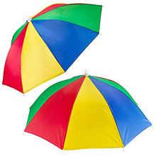 Load image into Gallery viewer, Bedwina Umbrella Hat (Pack of 4) - 20 Inch, Hands Free, Funny Rainbow Colorful Beach Party Hats, Adjustable Size Fits All Ages, Kids, Men &amp; Women
