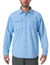 Load image into Gallery viewer, NAVISKIN Men's UPF 50+ Sun Protection Outdoor Long Sleeve Shirt Lightweight Quick-Dry Cooling Fishing Shirts Bluebell Size M
