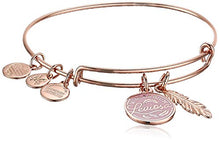 Load image into Gallery viewer, Alex and Ani Collaborations Harry Potter Leviosa and Feather Duo Charm Expandable Bangle for Women, Shiny Rose Gold Finish, 2 to 3.5 in
