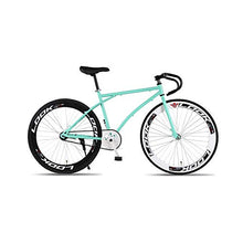 Load image into Gallery viewer, GYZLZZB Bend Handle Fixie Single Speed 700C 26 Inch Commuter City Road Bike High Carbon Steel Frame | Frame Urban Reverse Braking Fixed Gear Bicycle Retro Vintage Adult Ladies Men(Green and Black)
