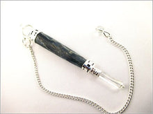 Load image into Gallery viewer, Jet Blue Kyanite Wand Pendulum Free Booklet Jet International Crystal Therapy Genuine Healing Reiki Chakra
