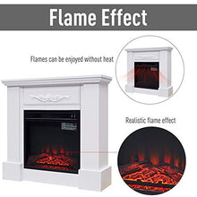 Load image into Gallery viewer, HOMCOM Freestanding Electric Fireplace Heater with Mantel, Wood, 1400W, 30" H, Beige

