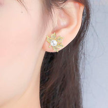 Load image into Gallery viewer, Jewever 925 Sterling Silver Gold Plated Pearl Phoenix Tree Ear Studs Leaf Earrings for Women Jewelry Gift
