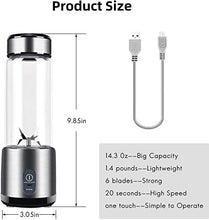 Load image into Gallery viewer, Portable Blender, Stainless Steel and Glass Body, Electric Juicer Cup Personal Size with USB Rechargeable, Mini Juice Mixer for Shakes Smoothies Home Outdoor
