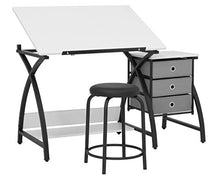 Load image into Gallery viewer, SD Studio Designs 13326 Comet Center with Stool, Black/White, 50" W x 23.75" D x 29.5" H

