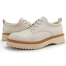 Load image into Gallery viewer, Hawkwell Women's Lace-Up Platform Oxford Shoes, Beige PU, 6 M US
