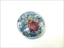 Load image into Gallery viewer, Jet Blue Kyanite Orgone Tower Buster Orgonite Piezo Electric EMF Protection Generator Frequency Ions Tested Cloud Chem Buster 40 Page Jet International Crystal Therapy Booklet
