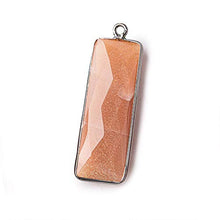 Load image into Gallery viewer, 31x11mm Black Gold Bezel Peach Moonstone Bar 1 Ring Pendant 1 Piece
