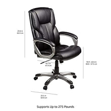 Load image into Gallery viewer, Amazon Basics Executive Home Office Desk Chair with Padded Armrests, Adjustable-Height/Tilt Rolling Swivel Chair - Black/Silver, 275Lb Capacity
