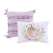 Load image into Gallery viewer, Urban Habitat Kids Magical Narwhals Reversible 100% Cotton Quilt, Novel Animal Print Modern All Season Down Alternative Bed Set for Kids, Decorative Pillows, Twin(68"x88"), Purple Multi 4 Piece
