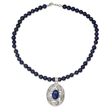 Load image into Gallery viewer, NOVICA Lapis Lazuli .925 Sterling Silver Beaded Necklace, 17.75" 'Eden'
