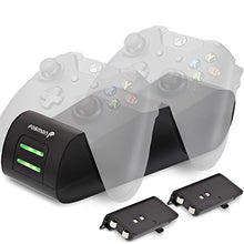 Load image into Gallery viewer, Fosmon Dual Controller Charger Compatible with Xbox One/One X/One S Elite Controllers, (Two Slot) High Speed Docking Charging Station Kit with 2 Rechargeable Battery Packs - Black
