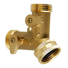 Load image into Gallery viewer, ATDAWN 2 Way Brass Hose Splitter, 3/4" Brass Hose Connectors, Y Connector Garden Hose Adapter
