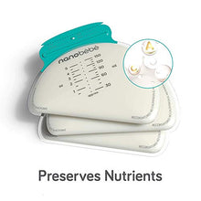 Load image into Gallery viewer, Nanobébé 100 Breastmilk Storage Bags Refill Pack – Fast, Even Thawing &amp; Warming – Breastfeeding Supplies Lay Flat to Save Space &amp; Track Pumping – Breastmilk Bags for Freezer or Fridge
