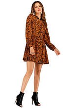 Load image into Gallery viewer, Floerns Women's Printed Long Sleeve Button A-Line Short Dress Orange XL
