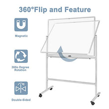Load image into Gallery viewer, Large Mobile Rolling White Board/Whiteboard 45 X 34 Inch, Double Sided Dry Erase Board,Aluminium Frame with Quick Flip Over Reversible Feature
