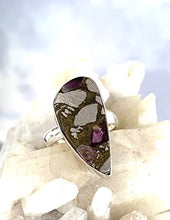Load image into Gallery viewer, A Matrix of Natural AMETHYST in PYRITE (2.4 x 1.2 cm) Gemstone, 925 Sterling Silver, Ring Sz 8 Jewelry
