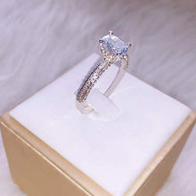 Load image into Gallery viewer, Duan Oval Cut White Topaz Natural Gemstone Ring in Sterling Silver Women Cubic Zirconia 3ct CZ Engagement Wedding Band Ring Size 6-10 (Size 7)
