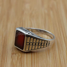 Load image into Gallery viewer, Red Agate Ring Men, 925 Silver Mens Ring, Agate Ring Men, Silver Ottoman Ring, Mens Ring, Signet Silver Ring, Unique Ring Men, Turkish Handmade Silver Ring, Gift For Him, Mens Accessories Jewelry
