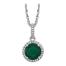 Load image into Gallery viewer, Jewels By Lux 925 Sterling Silver Lab-Grown Emerald &amp; .01 CTW Diamond 18" Necklace
