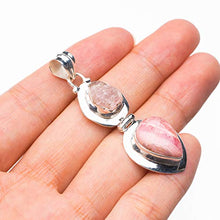 Load image into Gallery viewer, StarGems Natural Rhodochrosite And Rose Quartz Handmade 925 Sterling Silver Pendant 2.25" D6346
