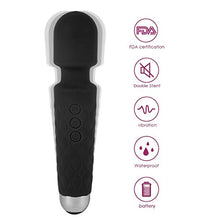 Load image into Gallery viewer, Allovers Personal Magic Waterproof Wand Massager, Mini Handheld Rechargeable Neck Shoulder Back Body Massage with 8 Powerful Speeds&amp;20 Pulsating Patterns for Sports Recovery &amp; Muscle Aches (Black)
