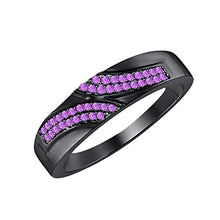 Load image into Gallery viewer, RUDRAFASHION Round Cut Amethyst 14K Black Gold Plated Anniversary Band Ring for Men's
