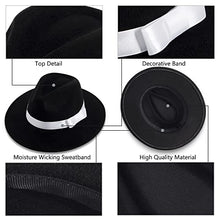Load image into Gallery viewer, BABEYOND 1920s Gatsby Panama Fedora Hat Cap for Men Gatsby Hat for Men 1920s Mens Gatsby Costume Accessories (Black)
