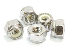 Load image into Gallery viewer, Lock Nut 1/4"-20 Inch (100 Pieces) Stainless Steel Finish Hex, by Bolt Dropper, 304 18-8 Stainless with Nylon Insert.
