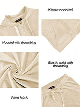 Load image into Gallery viewer, Woolicity Womens Sweatsuits Set Velour Tracksuit 2 Piece Outfits Set Zip Up Hoodies and Pants Sportswear Jogging Set Beige
