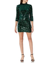 Load image into Gallery viewer, Donna Morgan Women's Stretch Velvet Sequin Mock Neck Mini Dress, Green, 12
