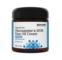 Load image into Gallery viewer, Pure Emu Glucosamine &amp; MSM Emu Oil Cream| Topical Cream Infused with Pure, Fully Refined Emu Oil | Unscented, Gentle Moisturizer, 4 oz
