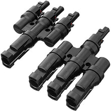 Load image into Gallery viewer, Spartan Power T Branch 3 to 1 Connector Parallel Solar Panel Cable Connectors MFFF + MMMF
