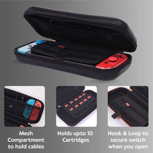 Load image into Gallery viewer, S&amp;J Limited Edition Genuine Leather Hard Shell Nintendo Switch Travel Case with 10 Gamecard Slots Includes Back Protective TPU Dockable Case, 2 Joycon Covers, 4 Thumbstick Caps &amp; Screen Protector
