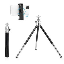 Load image into Gallery viewer, Mini Tripod, 6 inch Extendable Portable Desktop Phone Tripod Stand with Phone Holder, Lightweight Tripod for Cellphone/Webcam/Gopro/Small Camera
