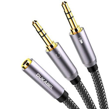 Load image into Gallery viewer, Headset Splitter Cable, DUKABEL Gold-Plated &amp; Strong Braided Y Splitter Audio Cable Separate Microphone Headphone Port Gaming Headset Splitter PC Earphone Adapter VoIP Phone -TopSeries (12inch / 30cm)
