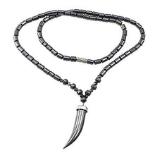 Load image into Gallery viewer, IDB Non Magnetic Hematite Tooth Pendant Necklace - The Ultimate Courage Enhancer
