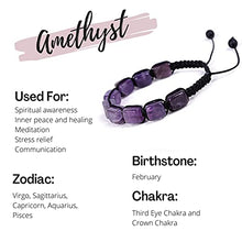 Load image into Gallery viewer, HESHPAWS 2 Pack Genuine Amethyst Adjustable Bracelets for Women Men,Crystal Healing Stones Bracelets,Supernatural Reiki Stones Bead Bracelets, Natural Stone Braided Bracelets (Amethyst)
