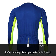 Load image into Gallery viewer, ARSUXEO Men's Full Zipper Long Sleeves Cycling Jersey Bicycle MTB Bike Shirt 6030 Blue Size L
