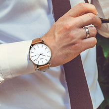 Load image into Gallery viewer, BUREI Men's Fashion Minimalist Wrist Watch Analog Date with Leather Strap (Rose Gold Brown)
