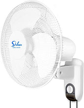 Load image into Gallery viewer, HealSmart Digital Household Wall Mount Fans 16 Inch Adjustable Tilt, 90 Degree, 3 Speed Settings, 1 Pack, White
