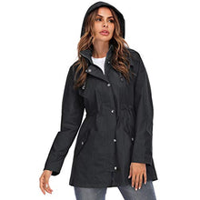 Load image into Gallery viewer, Simayixx Women's Long Jacket Warm Waterproof Windbreaker Hooded Jackets Raincoat Activewear Outdoor Trench Coat Black
