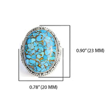 Load image into Gallery viewer, YoTreasure 15x20 mm Blue Copper Turquoise Ring 925 Sterling Silver Boho Rope Designed Gemstone Jewelry
