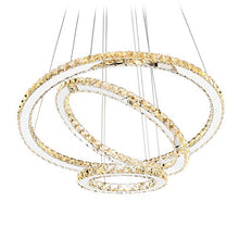 Load image into Gallery viewer, Antilisha Modern Crystal Chandelier Lighting Ceiling Dining Living Room Chandeliers Contemporary Led Light Fixtures Long Round 3-Ring Foyer Girls Bedroom Pendant Lights Warm White
